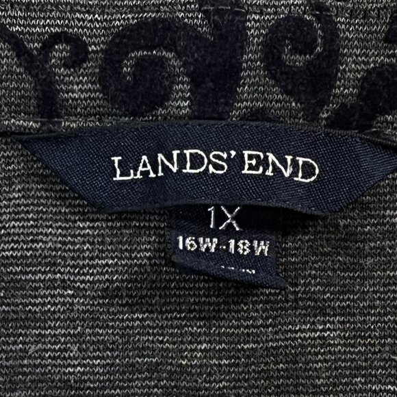 Lands' End Blouse Bow Front Navy Blue Design Mid length Sleeves Size 1X 16W-18W - Picture 13 of 14